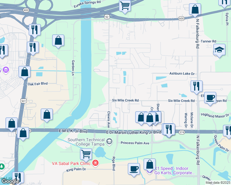 map of restaurants, bars, coffee shops, grocery stores, and more near 4501 Clewis Avenue in Tampa
