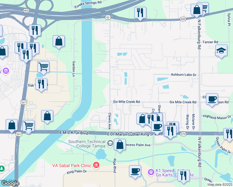 map of restaurants, bars, coffee shops, grocery stores, and more near 4501 Clewis Avenue in Tampa
