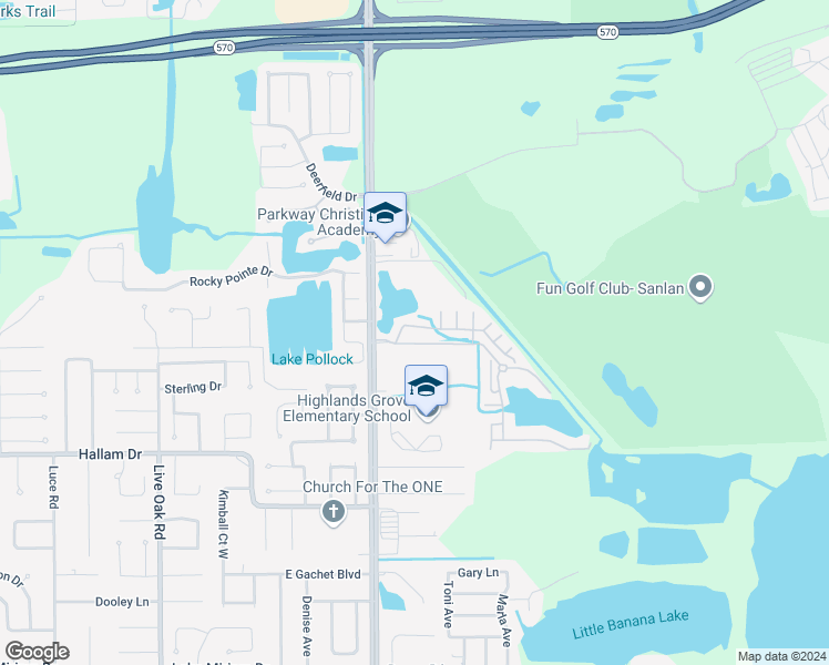 map of restaurants, bars, coffee shops, grocery stores, and more near 2037 Winterset Drive in Lakeland