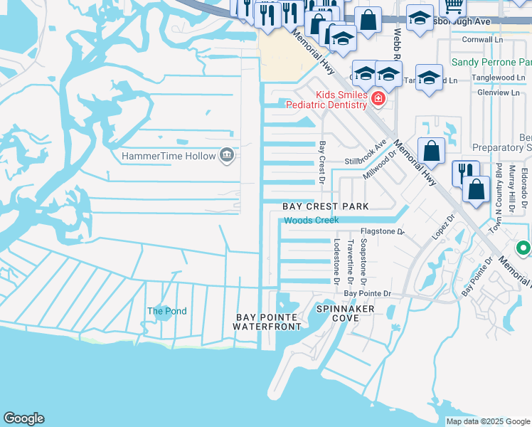 map of restaurants, bars, coffee shops, grocery stores, and more near 8724 Bay Crest Lane in Tampa