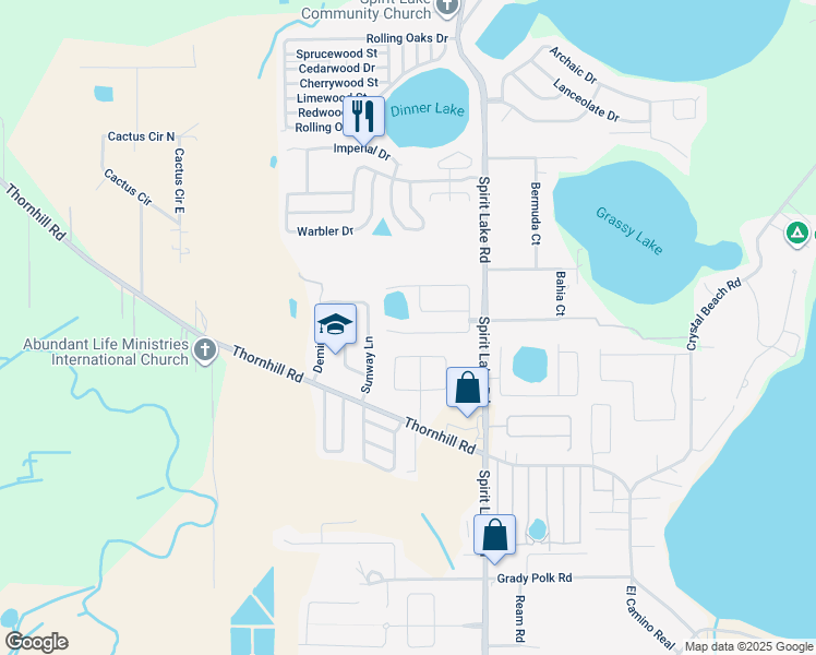 map of restaurants, bars, coffee shops, grocery stores, and more near 6026 Live Oak Drive in Winter Haven