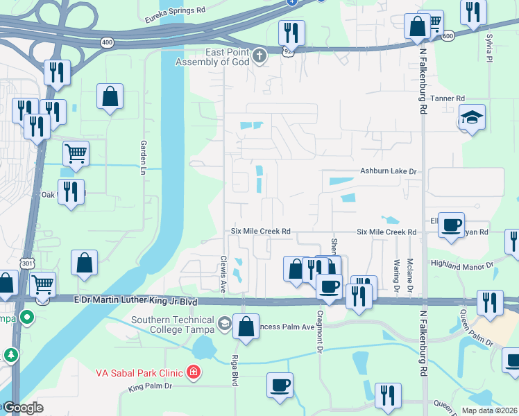map of restaurants, bars, coffee shops, grocery stores, and more near 4526 Sundown Lane in Tampa