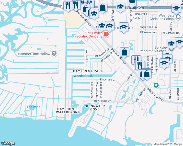 map of restaurants, bars, coffee shops, grocery stores, and more near 4707 Bay Crest Drive in Tampa