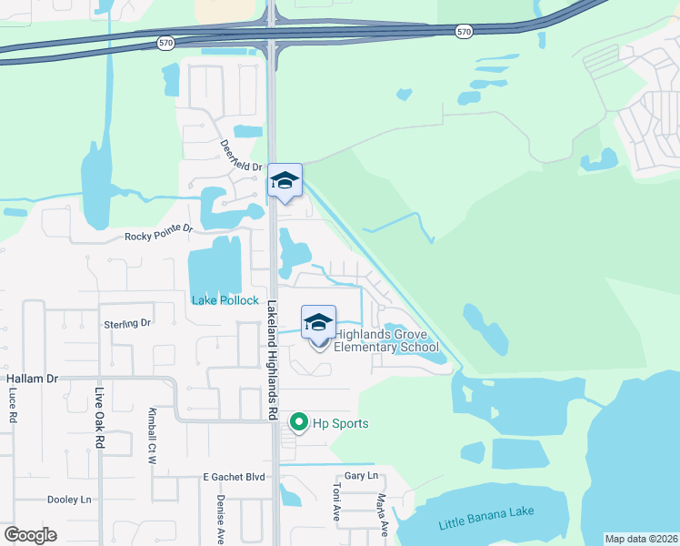 map of restaurants, bars, coffee shops, grocery stores, and more near 4227 Hartridge Lane in Lakeland