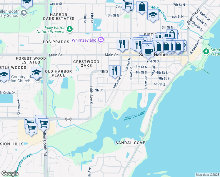 map of restaurants, bars, coffee shops, grocery stores, and more near 1006 Sumner Boulevard in Safety Harbor