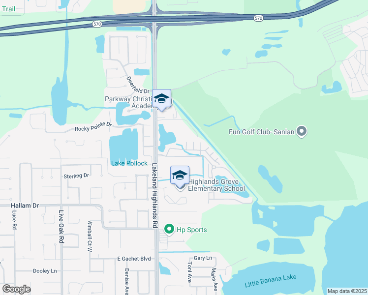 map of restaurants, bars, coffee shops, grocery stores, and more near 4205 Arietta Lane in Lakeland