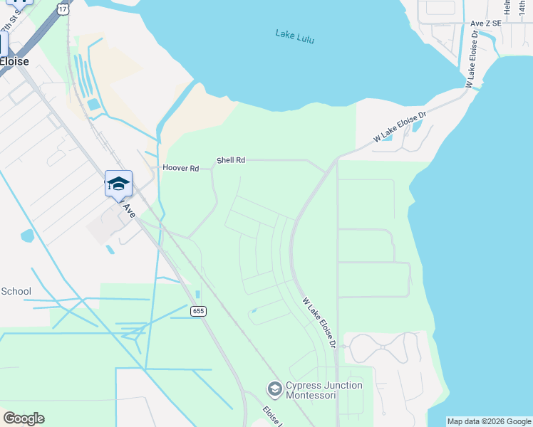 map of restaurants, bars, coffee shops, grocery stores, and more near 165 Shell Road in Winter Haven