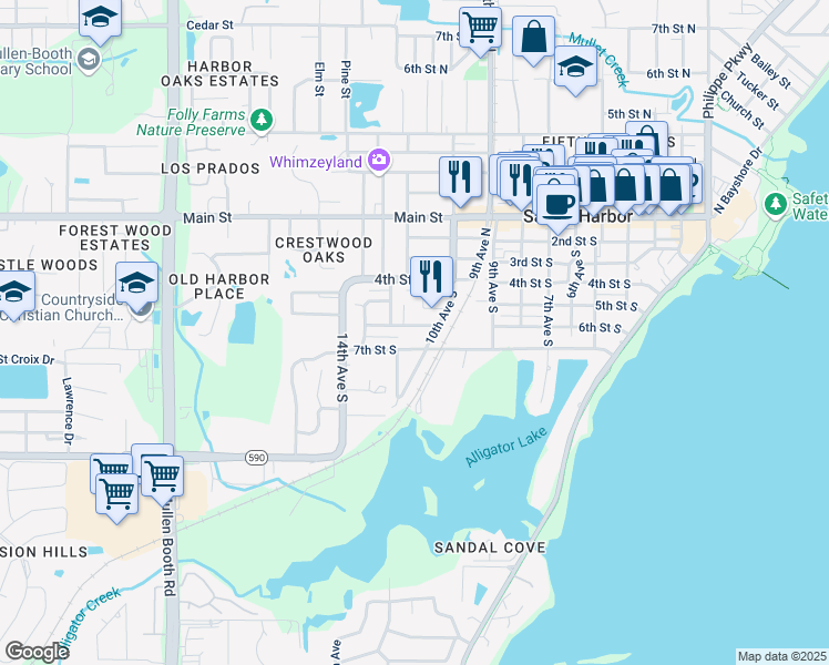 map of restaurants, bars, coffee shops, grocery stores, and more near 1006 Sumner Boulevard in Safety Harbor