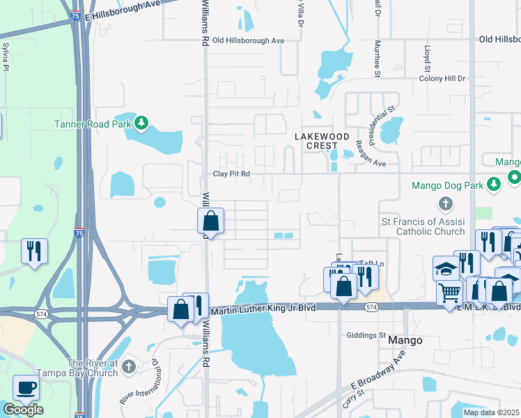 map of restaurants, bars, coffee shops, grocery stores, and more near 220 Willow Lane in Tampa