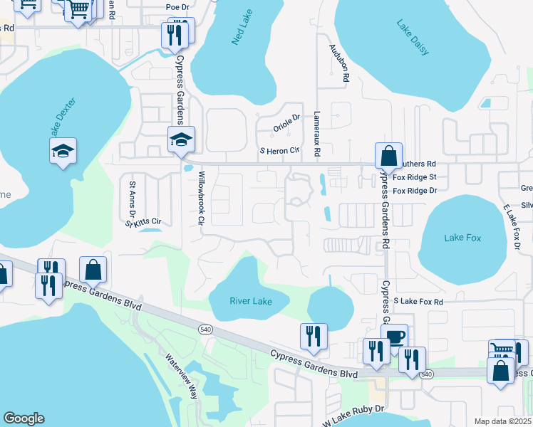 map of restaurants, bars, coffee shops, grocery stores, and more near 4001 Mahogany Run in Winter Haven