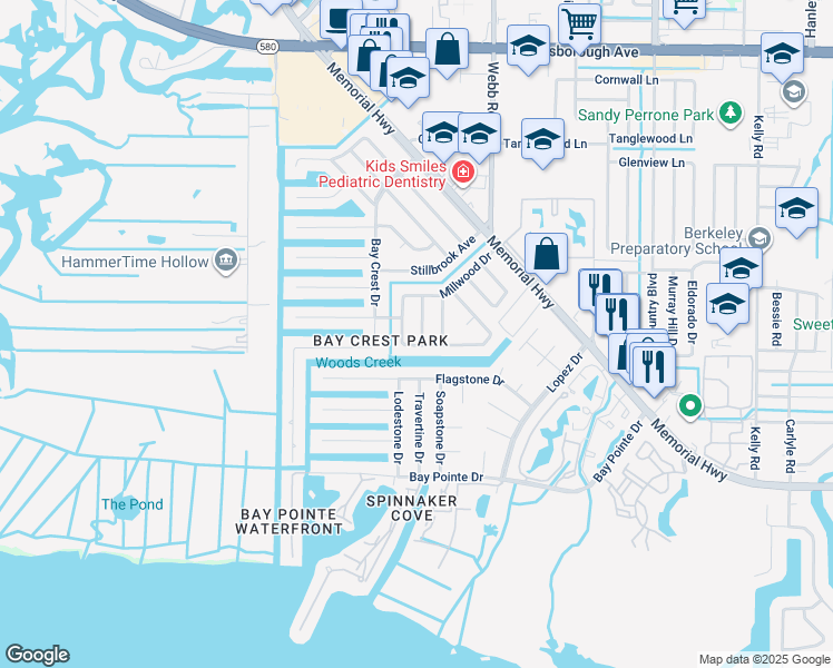 map of restaurants, bars, coffee shops, grocery stores, and more near 4804 Arrowwood Drive in Tampa