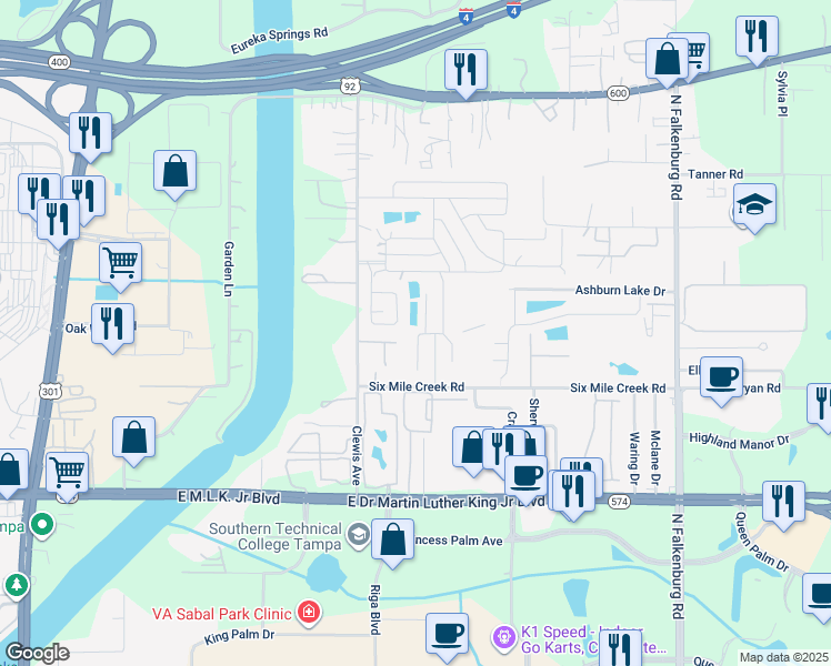 map of restaurants, bars, coffee shops, grocery stores, and more near 4526 Sundown Lane in Tampa