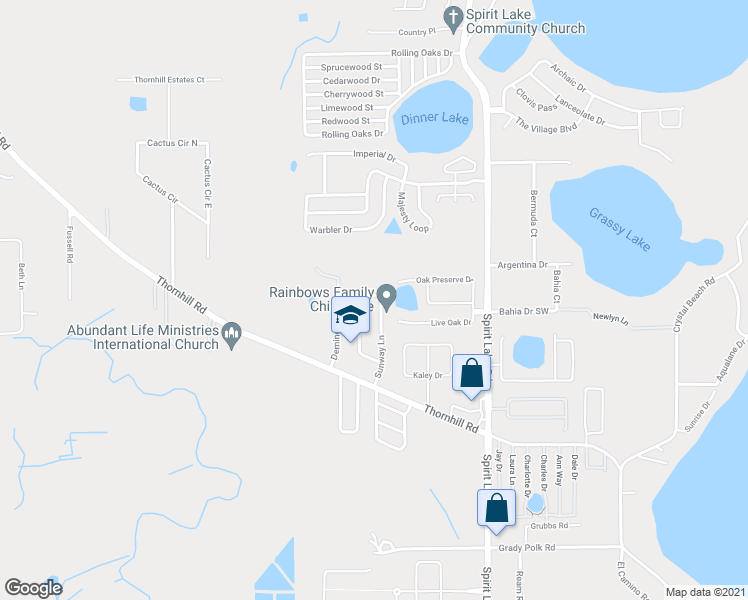 map of restaurants, bars, coffee shops, grocery stores, and more near 665 Sunway Lane in Winter Haven