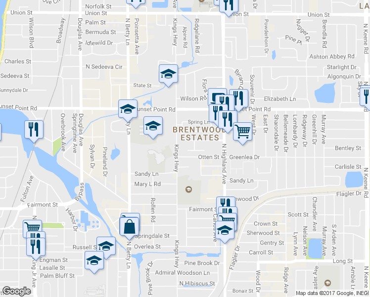 map of restaurants, bars, coffee shops, grocery stores, and more near 1410 Bentley Street in Clearwater