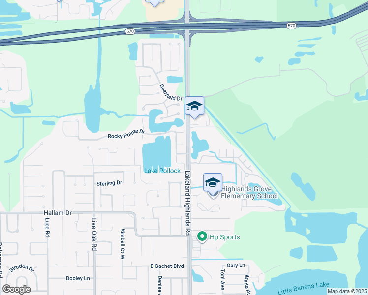 map of restaurants, bars, coffee shops, grocery stores, and more near 2177 Sunstone Drive in Lakeland