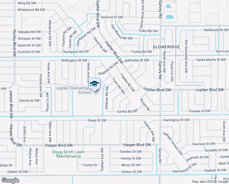 map of restaurants, bars, coffee shops, grocery stores, and more near 880 Wakaw Lane Southwest in Palm Bay
