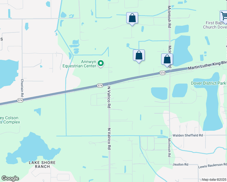 map of restaurants, bars, coffee shops, grocery stores, and more near 1707 Valrico Woodland Avenue in Seffner
