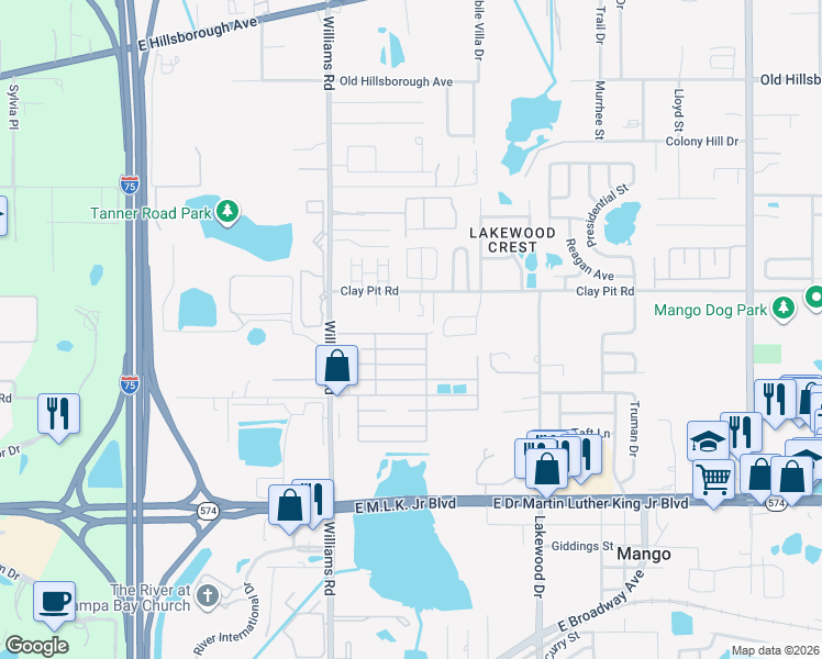 map of restaurants, bars, coffee shops, grocery stores, and more near 220 Willow Lane in Tampa