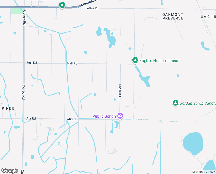 map of restaurants, bars, coffee shops, grocery stores, and more near 2265 McCain Lane in Malabar