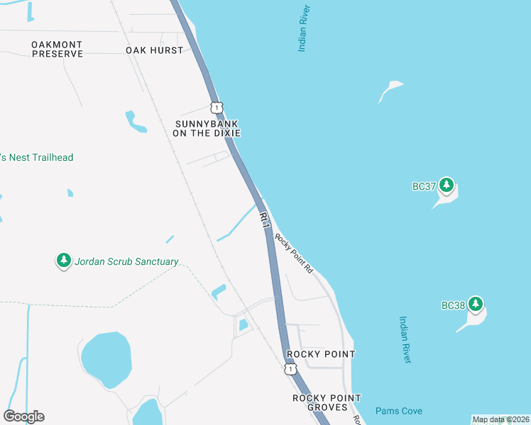 map of restaurants, bars, coffee shops, grocery stores, and more near Route 1 in GRANT VLKRIA