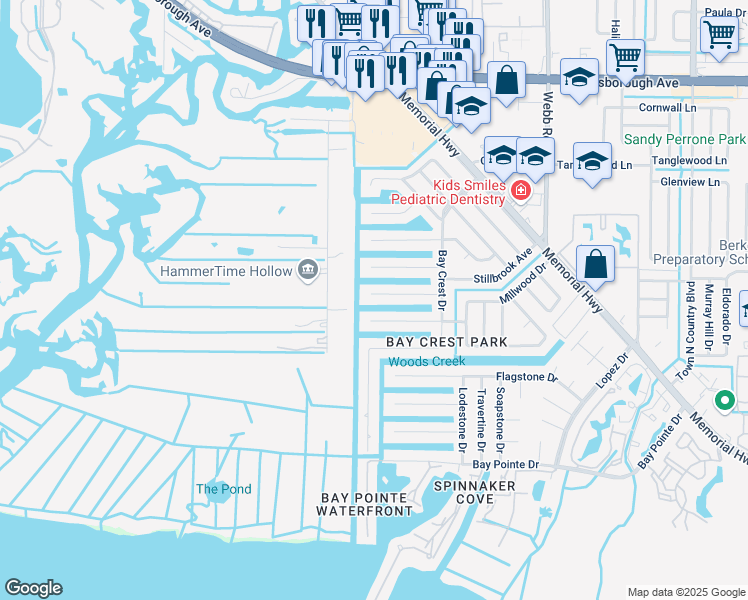 map of restaurants, bars, coffee shops, grocery stores, and more near 8724 Hickorywood Lane in Tampa