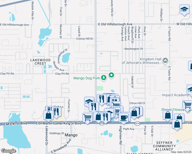 map of restaurants, bars, coffee shops, grocery stores, and more near in Mango