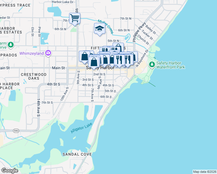 map of restaurants, bars, coffee shops, grocery stores, and more near 460 4th Street South in Safety Harbor