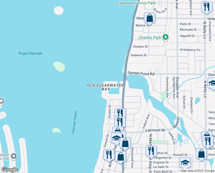 map of restaurants, bars, coffee shops, grocery stores, and more near 1849 Venetian Point Drive in Clearwater