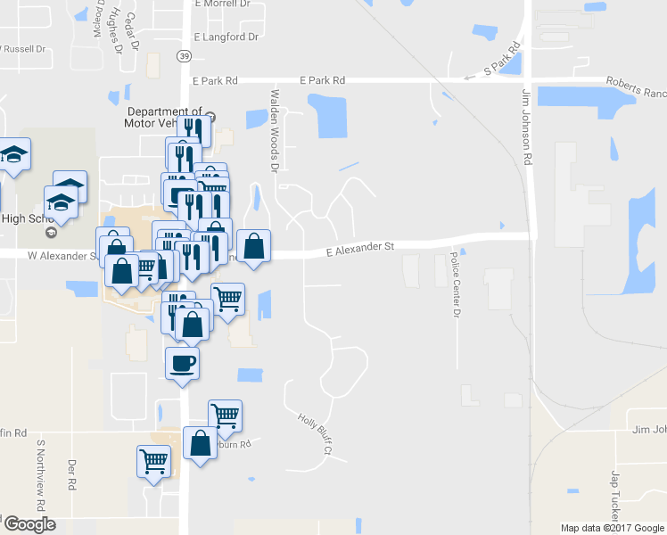 map of restaurants, bars, coffee shops, grocery stores, and more near 702 Tillman Place in Plant City