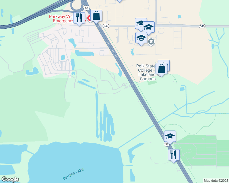 map of restaurants, bars, coffee shops, grocery stores, and more near 4187 Winding Vine Drive in Lakeland