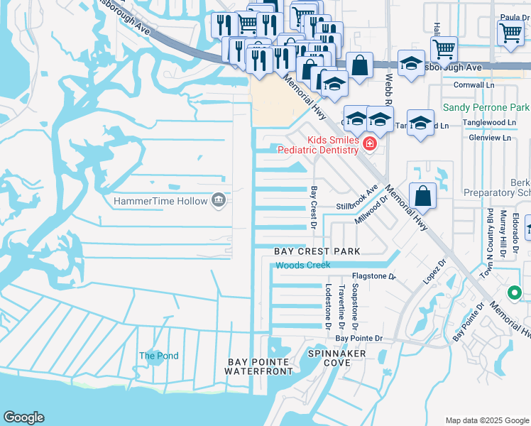 map of restaurants, bars, coffee shops, grocery stores, and more near 8724 Hickorywood Lane in Tampa