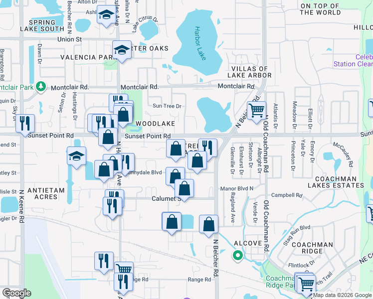 map of restaurants, bars, coffee shops, grocery stores, and more near in Clearwater