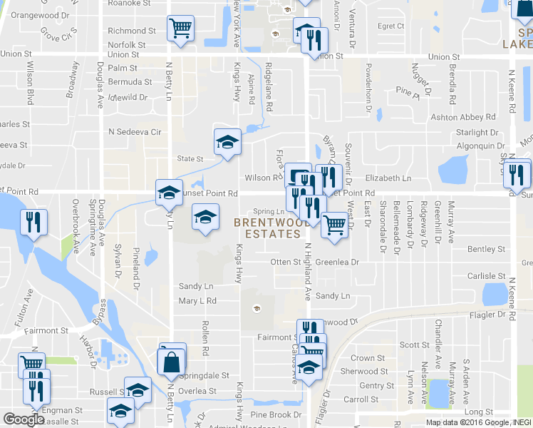 map of restaurants, bars, coffee shops, grocery stores, and more near 1438 Thames Lane in Clearwater