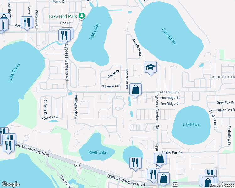 map of restaurants, bars, coffee shops, grocery stores, and more near 4201 Mahogany Run in Winter Haven