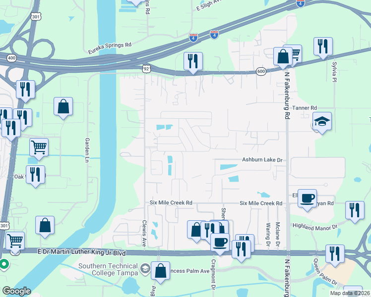 map of restaurants, bars, coffee shops, grocery stores, and more near 4818 Wilkinson Way in Tampa