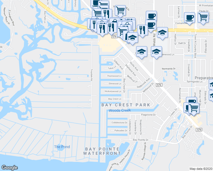 map of restaurants, bars, coffee shops, grocery stores, and more near 8723 Elmwood Lane in Tampa
