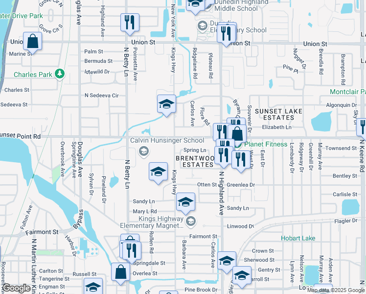 map of restaurants, bars, coffee shops, grocery stores, and more near in Clearwater