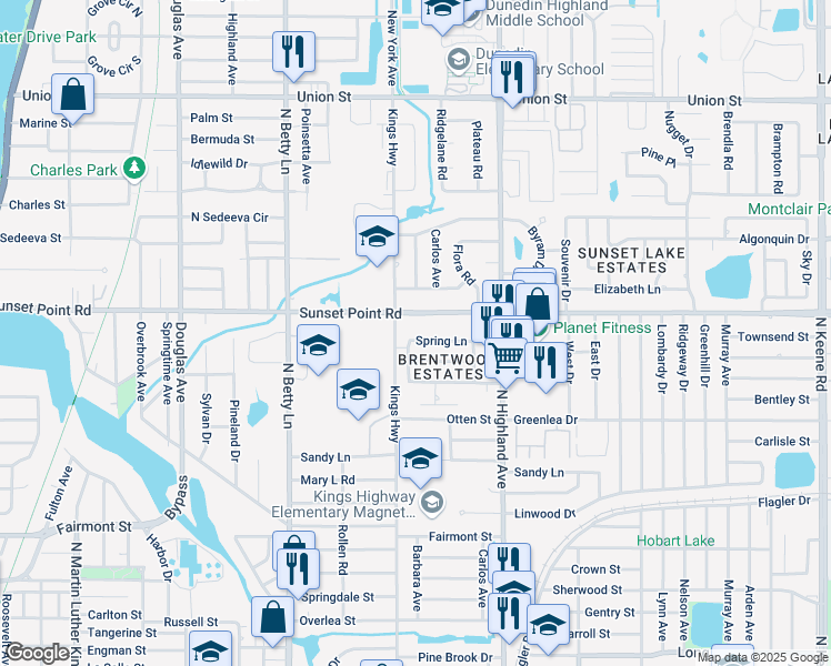 map of restaurants, bars, coffee shops, grocery stores, and more near in Clearwater