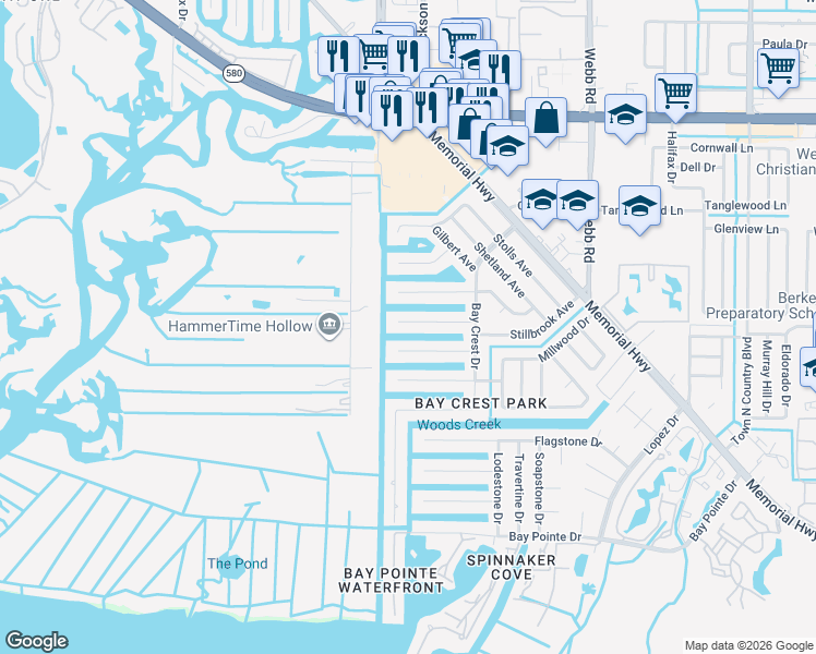 map of restaurants, bars, coffee shops, grocery stores, and more near 8723 Elmwood Lane in Tampa