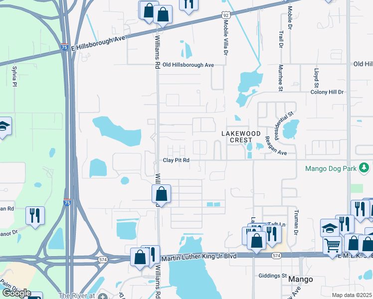 map of restaurants, bars, coffee shops, grocery stores, and more near 18 Kentwood Drive in Tampa