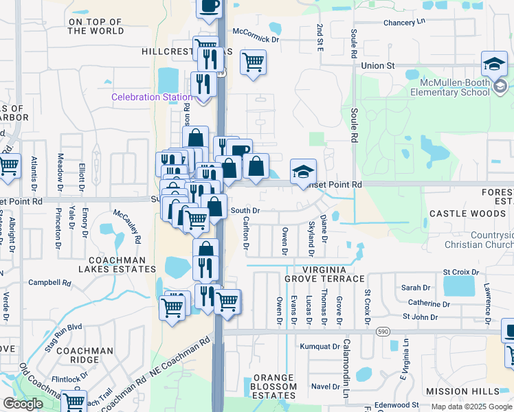 map of restaurants, bars, coffee shops, grocery stores, and more near 2627 Harbor Circle in Clearwater