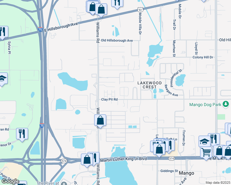 map of restaurants, bars, coffee shops, grocery stores, and more near 18 Kentwood Drive in Tampa