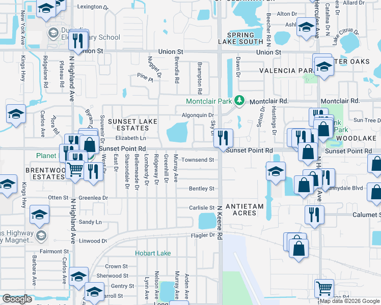 map of restaurants, bars, coffee shops, grocery stores, and more near 1731 Sunset Point Road in Clearwater