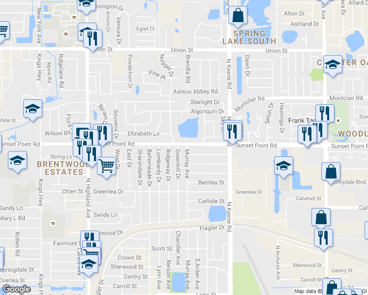 map of restaurants, bars, coffee shops, grocery stores, and more near 1896 Murray Avenue in Clearwater