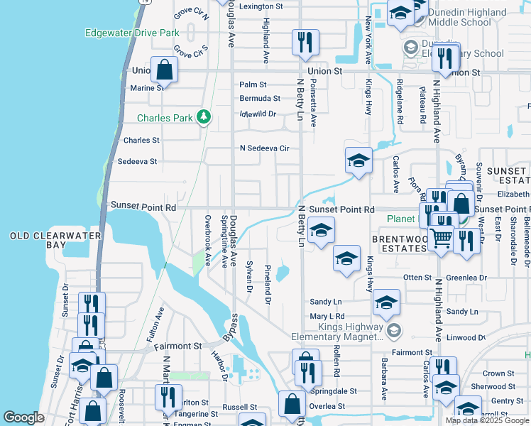 map of restaurants, bars, coffee shops, grocery stores, and more near in Pinellas County