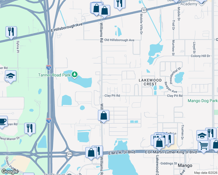 map of restaurants, bars, coffee shops, grocery stores, and more near 18 Kentwood Drive in Tampa