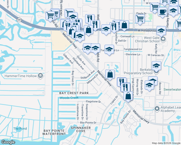 map of restaurants, bars, coffee shops, grocery stores, and more near 4902 Stolls Avenue in Tampa
