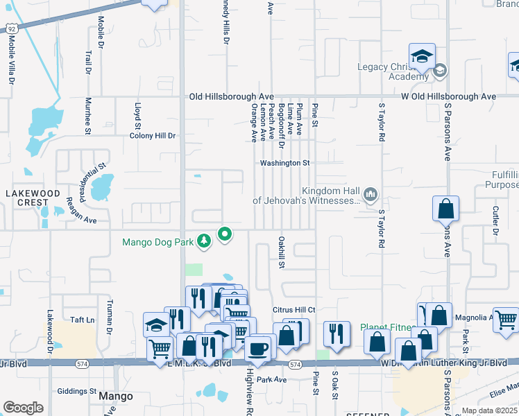 map of restaurants, bars, coffee shops, grocery stores, and more near 5213 Orange Avenue in Seffner