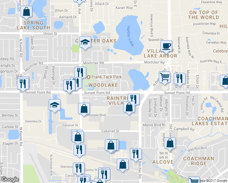 map of restaurants, bars, coffee shops, grocery stores, and more near in Clearwater