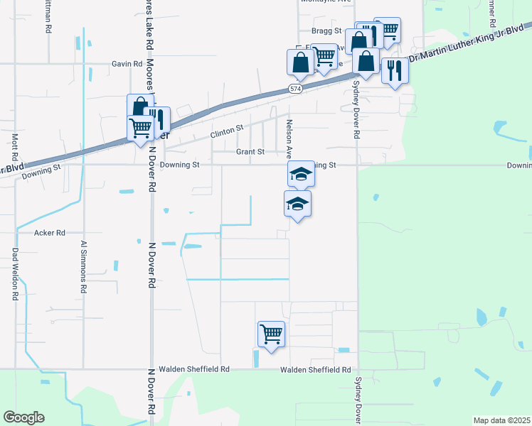 map of restaurants, bars, coffee shops, grocery stores, and more near 2924 Nelson Avenue in Dover